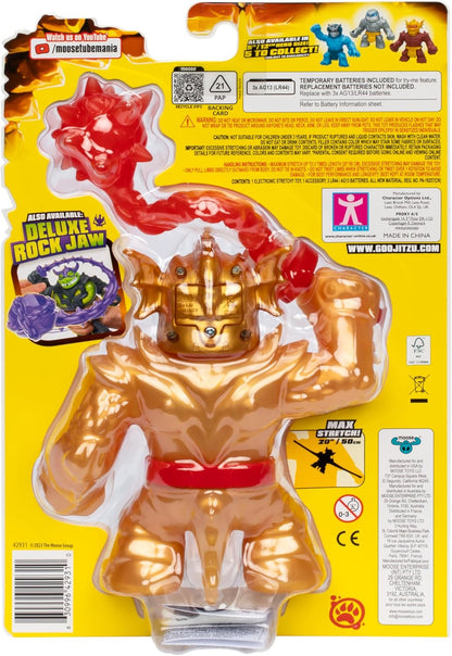 Heróis de Goo Jit Zu Stretch Strikers Deluxe Hero Pack Blazagon, Figura de Ação Elástica com Mais de 20 Sons de Batalha Incríveis