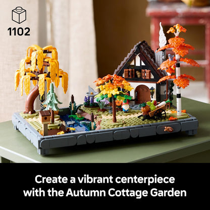 LEGO Icons Jardim de Outono - Conjunto de Construção em Miniatura para Adultos - Kit de Modelo para Exibição com Casa, 4 Árvores, Figuras de Animais e Flores - Decoração de Quarto DIY - Ideia de Presente - 11372