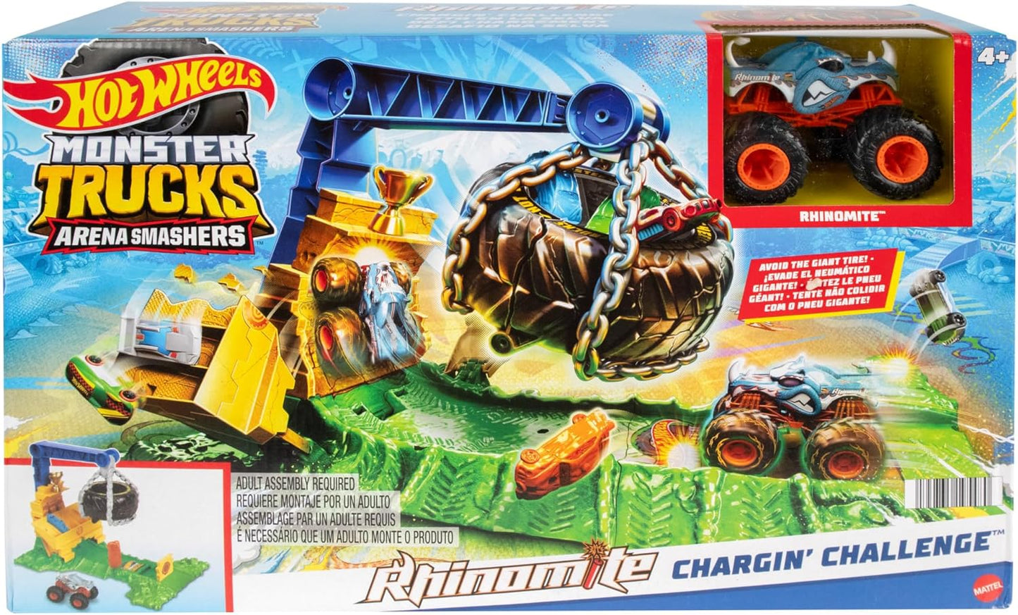 Hot Wheels Monster Trucks Rhinomite Chargin’ Challenge caminhão Rhinomite, HTP18