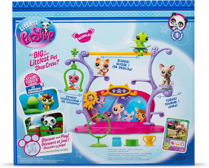 Littlest Pet Shop Conjunto Pets Got Talent | Conjunto LPS com 2 miniaturas exclusivas de animais de estimação, 5 acessórios, 1 cartão colecionável e 1 código virtual | Brinquedos colecionáveis de animais para meninas e meninos