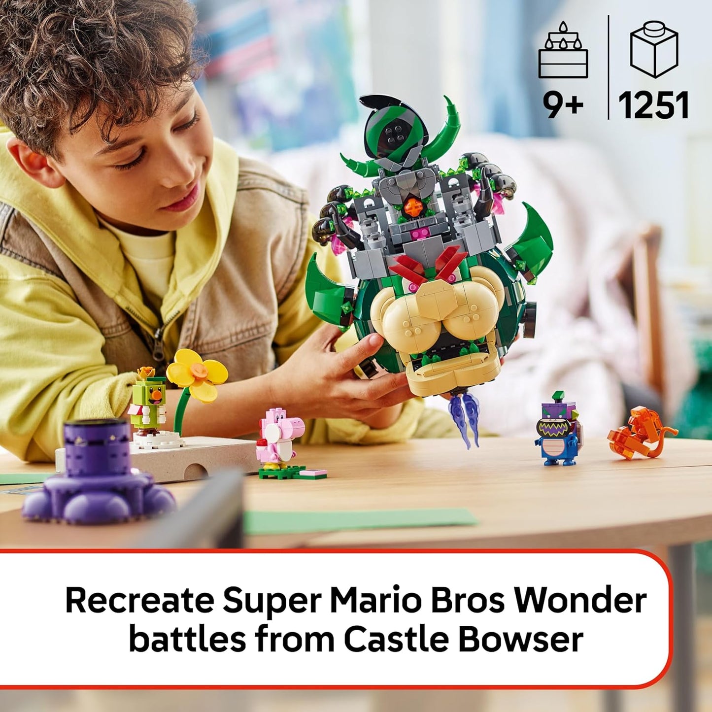 LEGO Super Mario Príncipe Florian e Castelo Bowser - Brinquedo interativo com 4 figuras, incluindo Yoshi rosa, e um suporte para brincar e exibir - Presente perfeito para crianças a partir de 9 anos - 72042