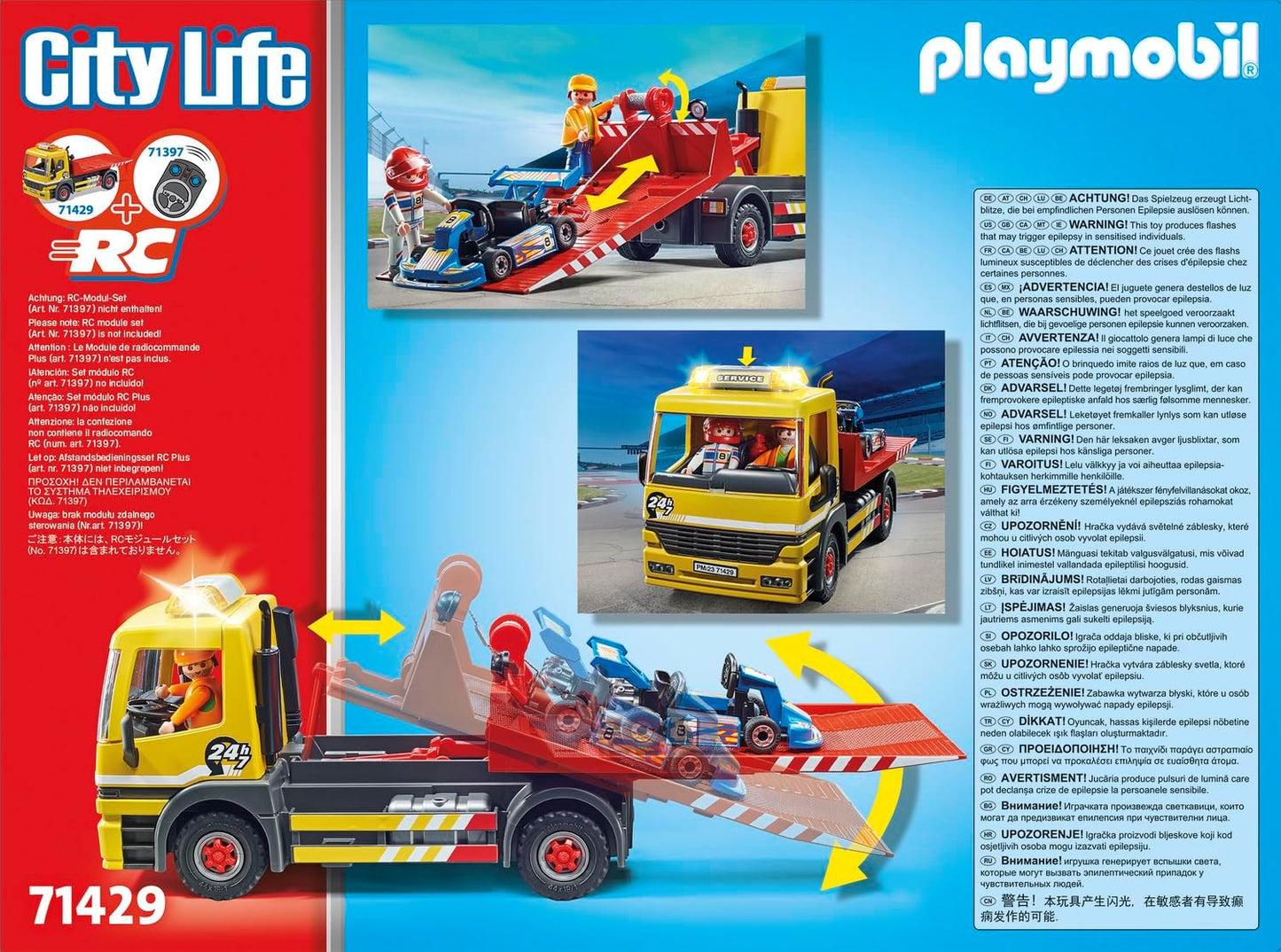 Playmobil 71429 Veículos RC City Life - Serviço de reboque, brinquedo para caminhão e carro de corrida e dramatização imaginativa, conjuntos de jogos adequados para crianças de 4 anos ou mais
