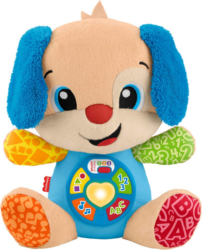 Brinquedo Educativo Fisher-Price Baby Laugh & Learn Smart Stages Cachorrinho de Pelúcia Musical com Estágios Inteligentes para Bebês a partir de 6 Meses, Versão Multilíngue: Holandês, Inglês, Francês, Alemão, Italiano, JFD20