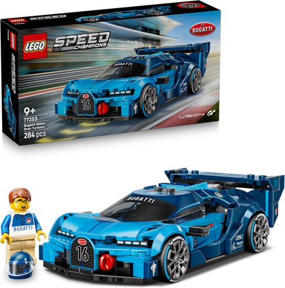 LEGO Speed Champions Bugatti Vision GT Hyper Sports Car - Kit de Montagem com Minifigura Colecionável de Piloto - Ótima Ideia de Presente para Meninos a partir de 9 Anos e Fãs de Automobilismo - 77253