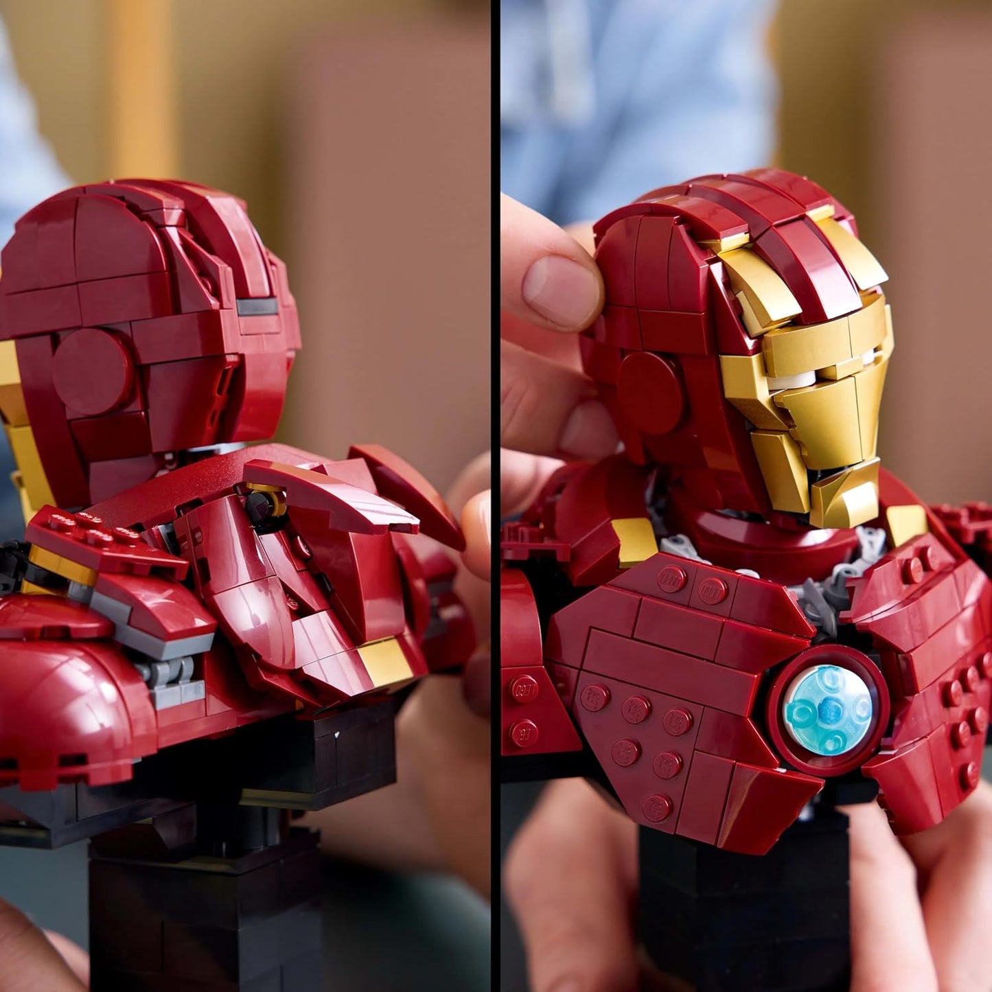 LEGO Marvel Iron Man MK4 Busto - Conjunto de construção de modelo de exibição para adultos, incluindo uma minifigura de Tony Stark, além de canhões de ombro e uma cabeça giratória - Presente colecionável dos Vingadores para fãs - 76327