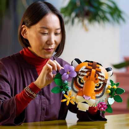 LEGO Art The Fauna Collection - Tigre - Pintura de animal 3D montável com flores decorativas da Botanicals - Conjunto de decoração faça você mesmo para casa ou escritório para adultos - Ideia criativa para presente - 31217