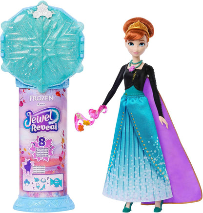 Mattel Conjunto de Boneca Fashion Anna Disney Frozen 2 – Gire e Revele | 8 Surpresas, incluindo caixa de joia em formato de floco de neve, anel para a criança, acessório Gale e 8 peças para brincar; articulada e colecionável, JJY37