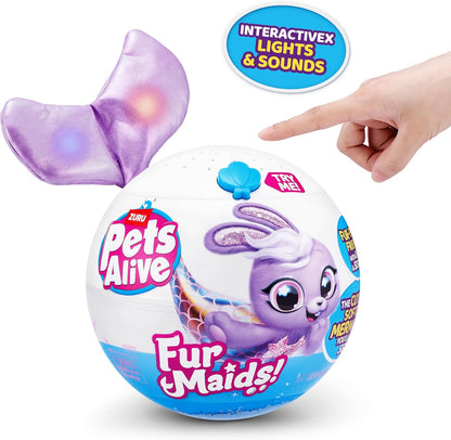 Pets Alive Furmaids da ZURU Sereia de Pelúcia Interativa com Luzes e Sons para Meninas (Coelhinho Roxo)