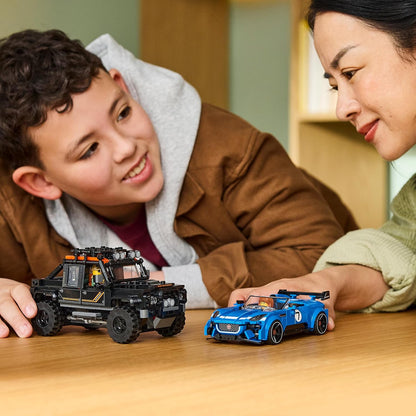 LEGO Speed Champions Jaguar Project 7 e Land Rover Defender – Kit de Modelo STEM com 2 Carros de Brinquedo e 2 Minifiguras de Piloto – Presente de Aniversário para Meninos a partir de 10 Anos – 77264