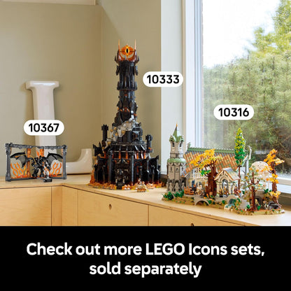 LEGO Ícones O Senhor dos Anéis: Balrog Book Nook - Decoração de estante faça você mesmo com uma minifigura de Gandalf, o Cinzento, e uma figura de dragão - Presente colecionável para fãs - 10367