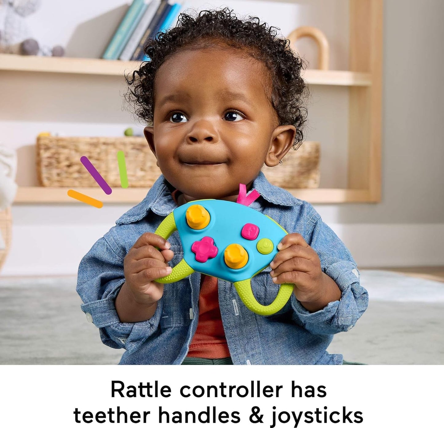 Fisher-Price Brinquedos para Recém-Nascidos Level-Up Little Gamer - Conjunto de Presente, Chocalho, Mordedor e Atividades com Textura para Bebês a partir de 3 Meses, HYR57