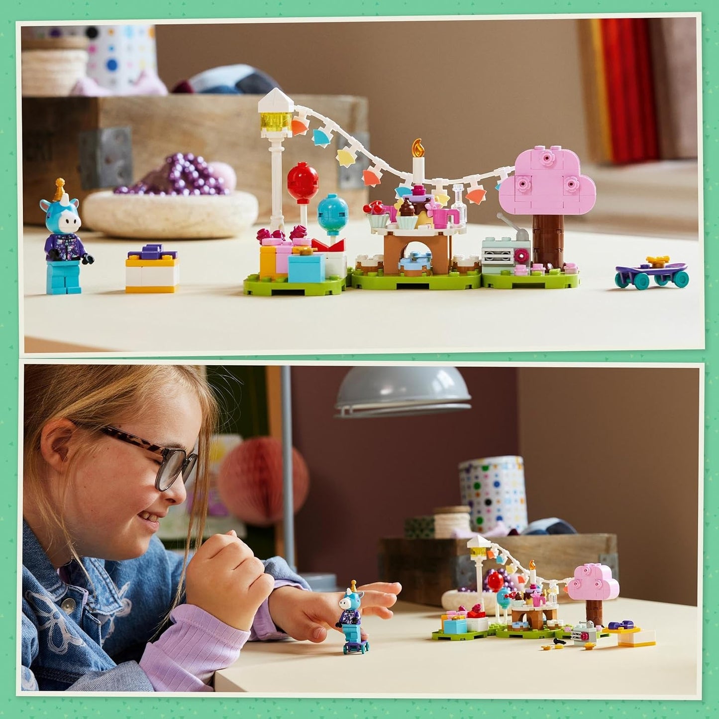 LEGO Brinquedo de construção criativa para festa de aniversário de Julian Crossing de Animal para crianças, meninas e meninos com mais de 6 anos, com minifigura de cavalo Julian da série de videogames, ideia de presente de aniversário 77046