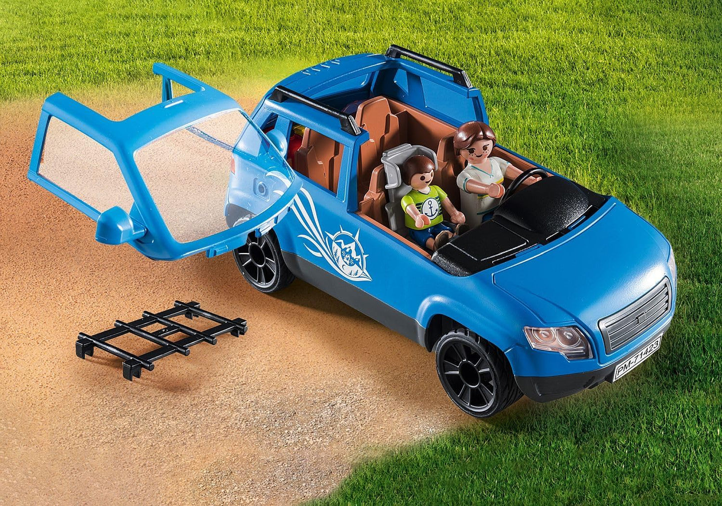 Playmobil 71423 Caravana divertida para a família com carro, brinquedo ao ar livre e dramatização imaginativa, conjuntos adequados para crianças de 4 anos ou mais