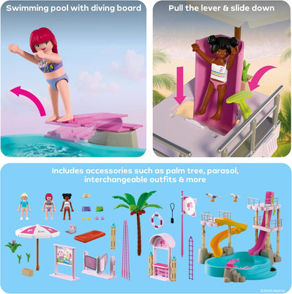 Playmobil | Barbie | Parque Aquático | Aventura de Verão com Barbie, Nikki e Daisy | Grande parque aquático com água de verdade, escorregadores e piscina | Sonhos de verão em Malibu para crianças a partir de 4 anos | 72120
