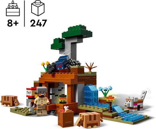 LEGO Minecraft The Armadillo Mine Expedition Set - Brinquedo de construção para meninas e meninos de mais de 8 anos, com figuras de aranha da caverna e lobo para brincar de faz-de-conta - Idéia de presente de aniversário