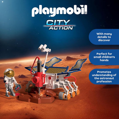 Playmobil Space ESA – Rover de Exploração de Marte e Astronauta – Rover móvel com perfuratriz e painéis solares, conjunto de brinquedo espacial para crianças a partir de 4 anos, 72012