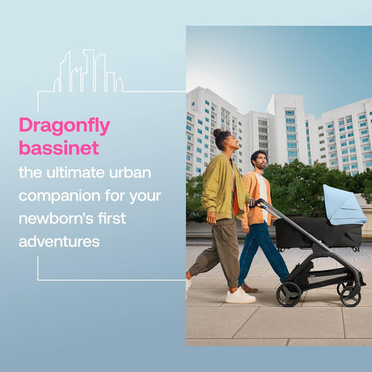 Cuna Bugaboo Dragonfly, Capazo con Colchón Hinchable y Delantal, Fácil Plegado con una Mano con Cochecito en Cualquier Posición, Compatible con Cochecito Dragonfly City, Verde Bosque