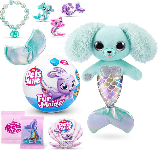 Pets Alive Furmaids da ZURU, brinquedo eletrônico de pelúcia de sereia, bichinhos de pelúcia robóticos e brinquedo interativo para meninas com luzes e 10 surpresas (verde)