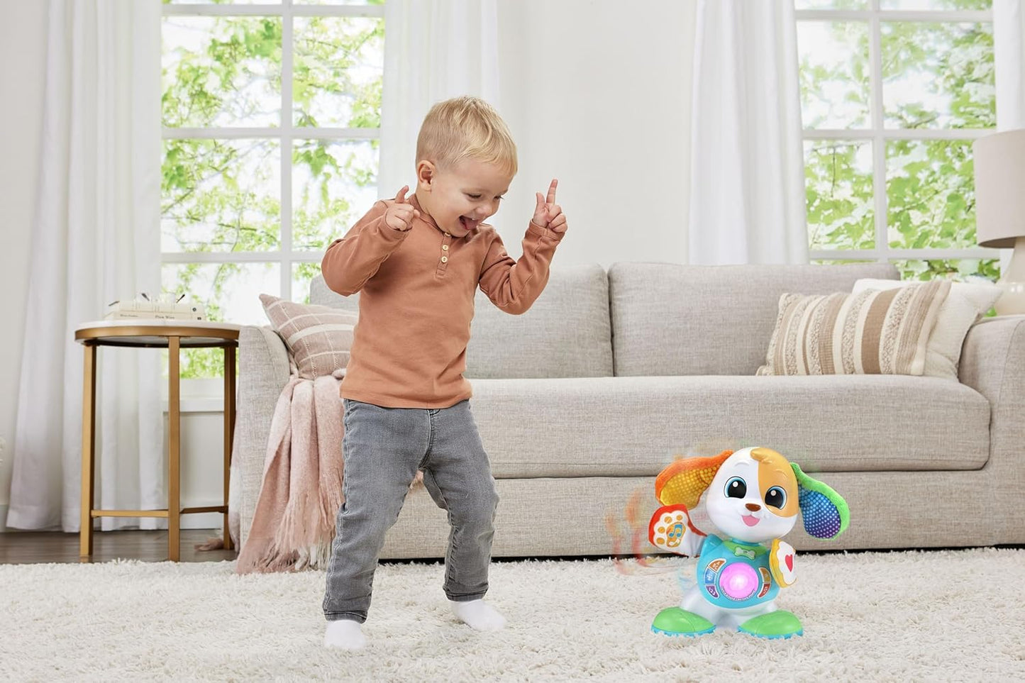 LeapFrog Dance-Around Learning Hound, brinquedo interativo para cães dançantes com luzes, cores e música, ensina letras, cores e números, presente divertido para bebês de 9, 12, 18 meses +