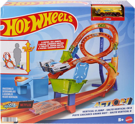 Hot Wheels - Conjunto de Pista com 1 Carrinho, Formato de 8 Alto para Corrida e Manobras, Conecta-se a Outras Pistas, Dobrável para Armazenamento Conveniente, HMB15