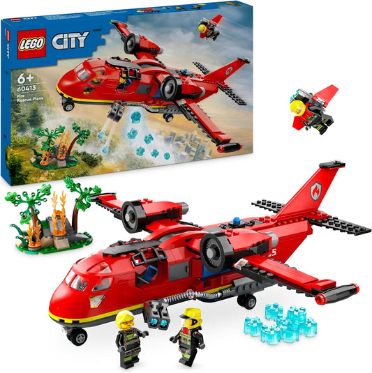 LEGO Urban Avión de rescate contra incendios, juguete para niños, niñas y niños a partir de 6 años que aman el juego imaginativo, juego de juguetes de vehículo de emergencia en avión que incluye 3 minifiguras, idea de regalo LEGO
