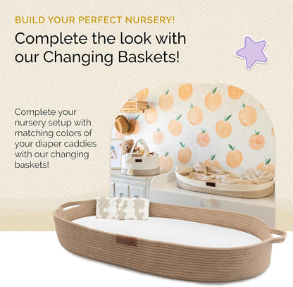 Yunioo Organizador de fraldas para itens essenciais de bebê para recém-nascidos, bolsa para troca de fraldas, cesta para presentes de chá de bebê, organizador de fraldas para trocador e trocador, cesta para guardar brinquedos