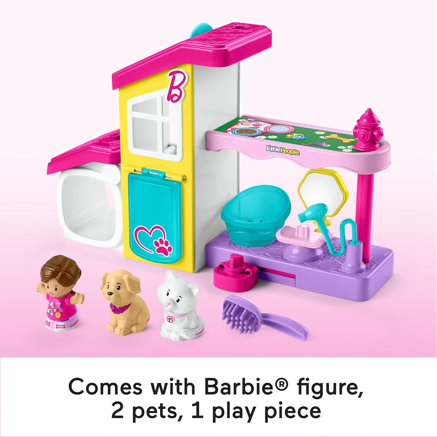 Fisher-Price Little People Barbie Brinquedo para Crianças Pequenas: Spa para Animais de Estimação com Música e Sons para Brincar de Faz de Conta - HJW76