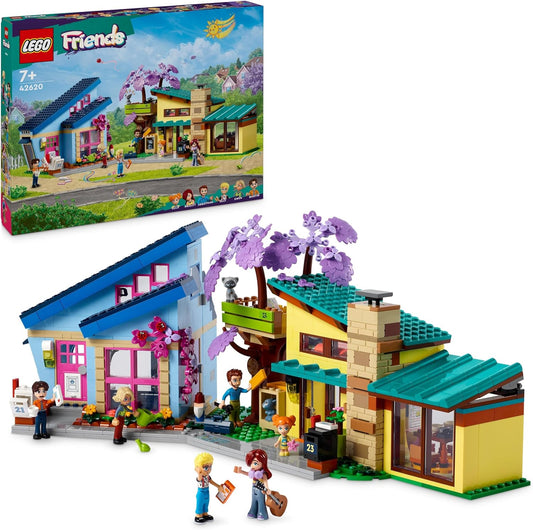 LEGO Casas de família dos amigos Olly e Paisley, conjunto de casa de bonecas de brinquedo para meninas, meninos e crianças de 7 anos ou mais com personagens de miniboneca, acessórios e brinquedos de estimação para dramatização, presentes de aniversá