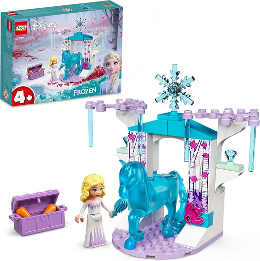 LEGO 43209 Disney Princess Elsa e o conjunto de estábulo de gelo de Nokk, com figura de cavalo de brinquedo congelada para construir para crianças de 4 anos ou mais e miniboneca