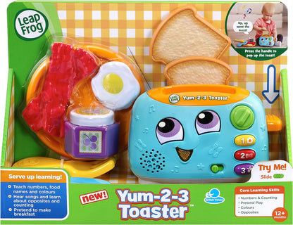 LeapFrog Torradeira Yum-2-3, brinquedo de aprendizagem com sons e cores para brincadeiras sensoriais, brinquedos educativos para crianças, brinquedos pré-escolares, brincadeiras de simulação para meninos e meninas de 1, 2 e 3 anos, versão em inglês