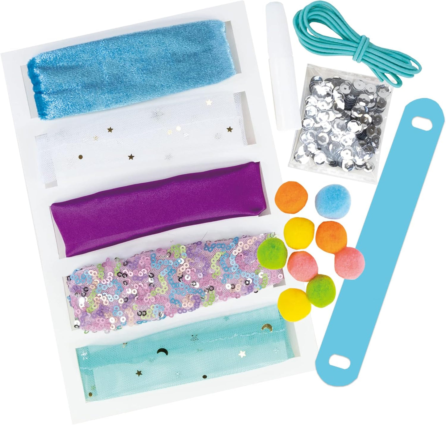 Galt Toys, Fab Hair, Hair Chalk Kit and Extensions for Children, Ages 6 Years Plus, Galt Toys, Sparkly Scrunchies, Craft Kits for Kids, Ages 5 Years Plus, Silver,White