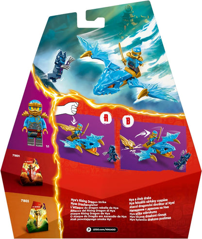 LEGO Modelo NINJAGO Nya’s Rising Dragon Strike, conjunto de construção de bonecos de brinquedo para meninas, meninos e crianças de 6 anos ou mais com personagem ninja Nya Minifigura e acessório de espada Katana, ideia de presente de aniversário 71802