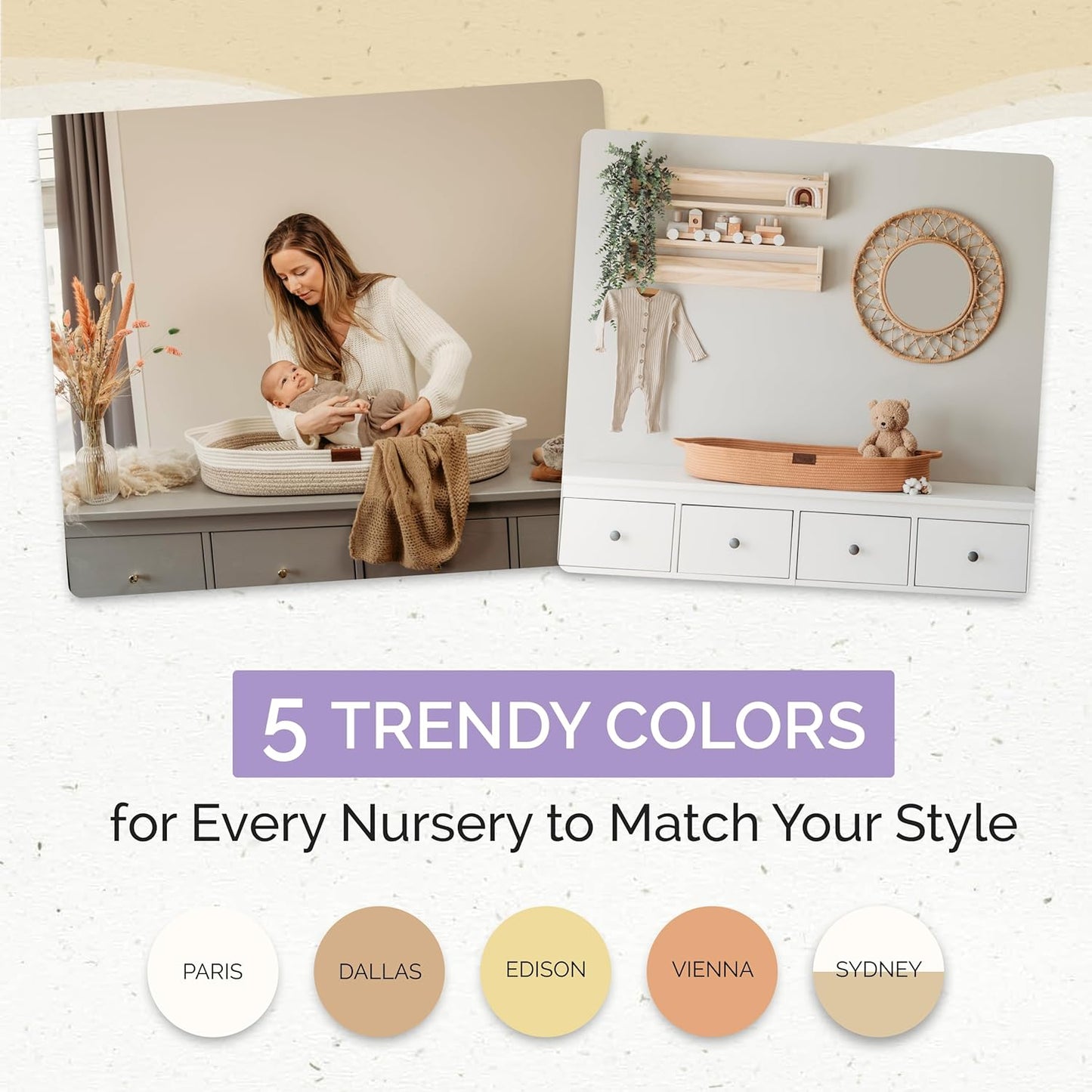 Yunioo Baby Changing Basket com trocador macio e portátil para cômoda e trocador, itens essenciais para recém-nascidos – Branco