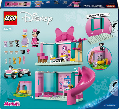 LEGO ǀ Disney Hotel para Animais de Estimação da Minnie com Mini Bonecas da Minnie Mouse e da Margarida, além de 3 Figuras de Animais - Presente para Meninas a partir de 4 Anos e Fãs da Casa do Mickey Mouse - 43274
