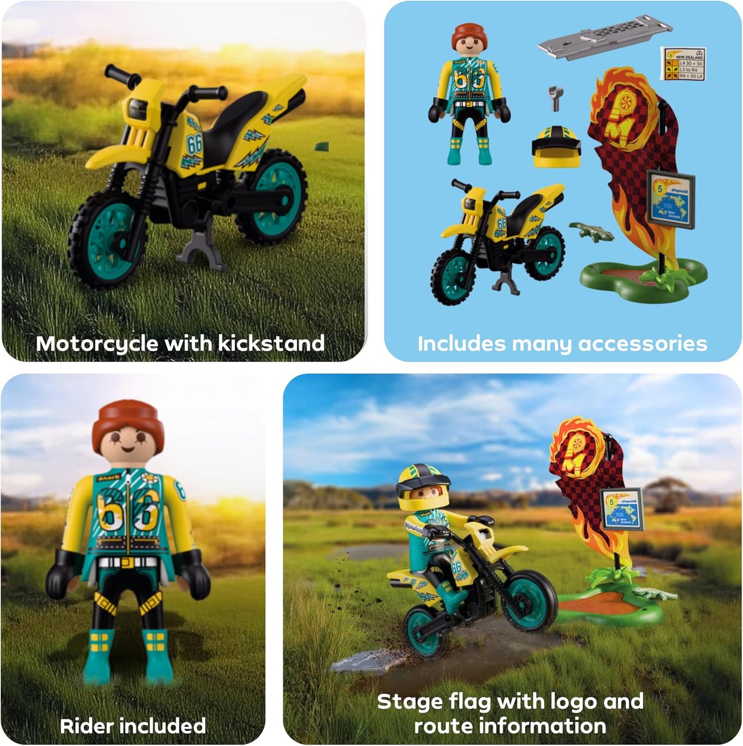 Playmobil | Veículos | Moto Off-road | Moto de motocross com rampa de salto | brinquedo de moto para crianças a partir de 4 anos | 72065