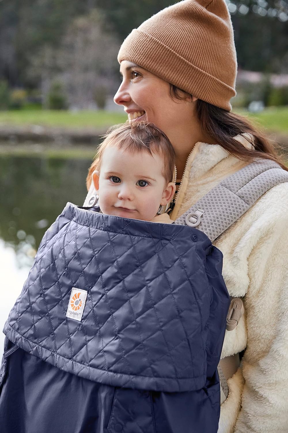 Ergobaby Funda de invierno, protección contra la lluvia y el frío con forro polar para todos los portabebés Ergobaby, protección para todo tipo de clima con funda repelente al agua, antracita