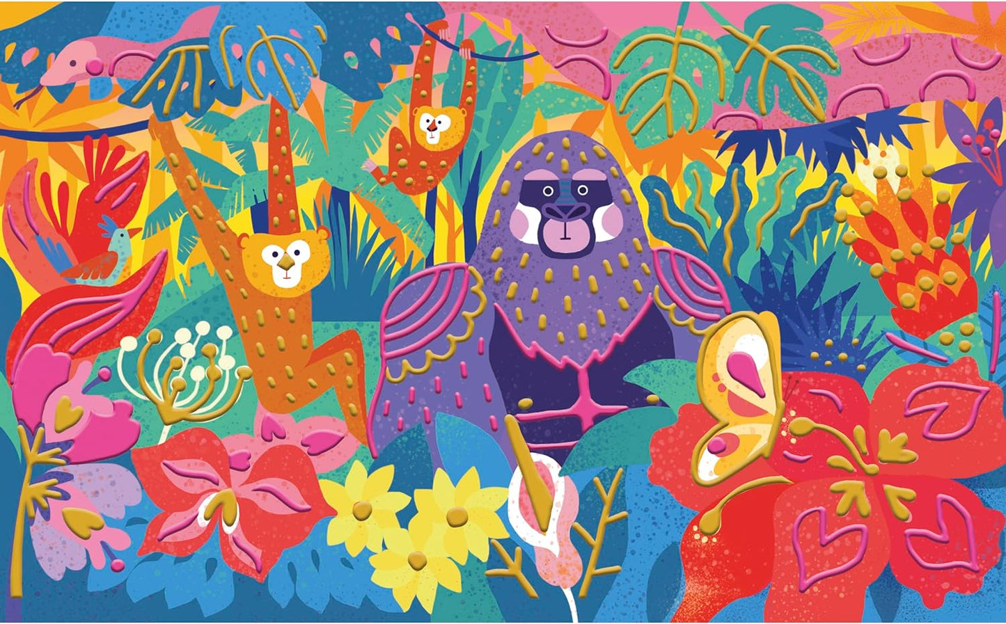 Janod Pintura 3D – Tema Selva – Les Ateliers du Calme – Kit de Lazer Criativo Infantil – Tinta Dourada e Rosa Neon para Crianças – Estimula a Motricidade Fina e a Concentração – A partir de 7 anos