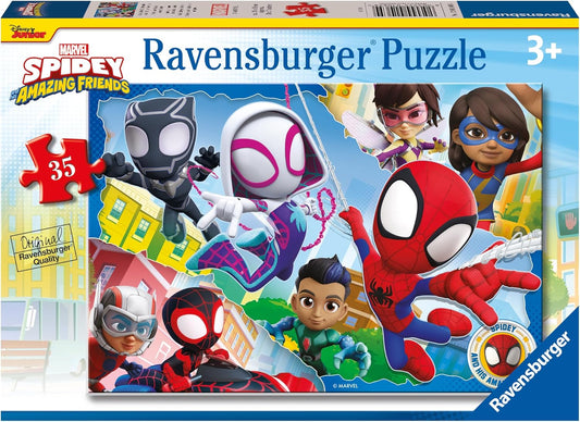Quebra-cabeça Ravensburger Marvel Homem-Aranha e Seus Incríveis Amigos para Crianças a partir de 3 Anos - 35 Peças - Brinquedo Educativo para Bebês
