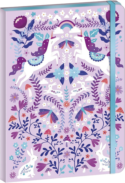 Janod - Caderno com Elástico - 144 Páginas - Tema Unicórnio - Formato A5 - Papelaria - Papelaria Unicórnio Presente para Meninas - 6 Anos ou Mais - J08932