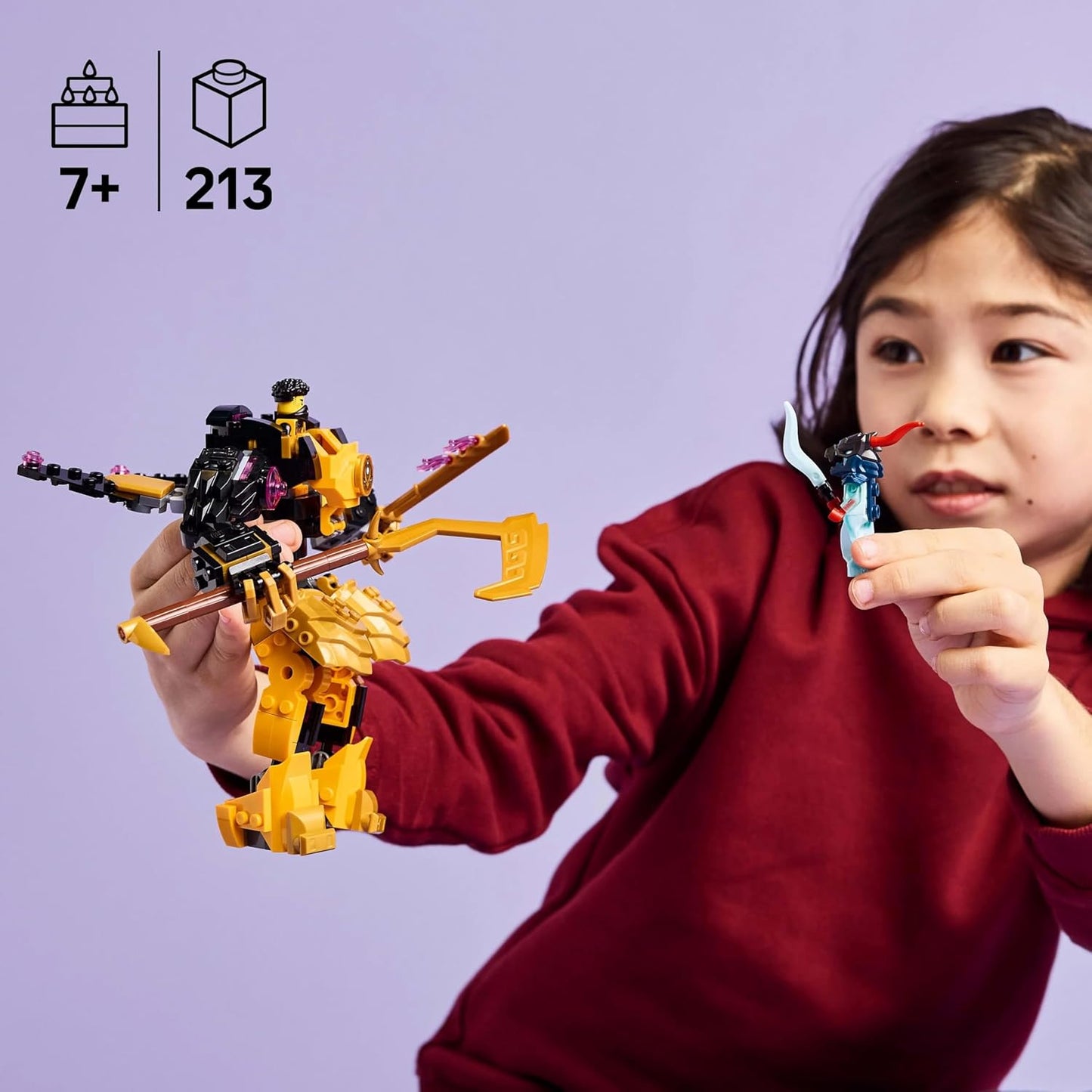 LEGO NINJAGO Arin's Spinjitzu Battle Mech Toy - Figura articulada para misturar e combinar, Bebê Dragão Riyu e 2 minifiguras ninja - Presente para meninos com mais de 7 anos e fãs de Dragons Rising - 71839