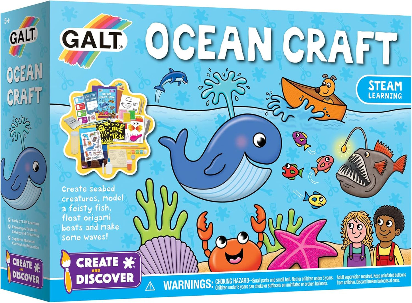 Galt Toys, Crie e Descubra - Ocean Craft, Kits de Artesanato para Crianças a partir de 5 Anos