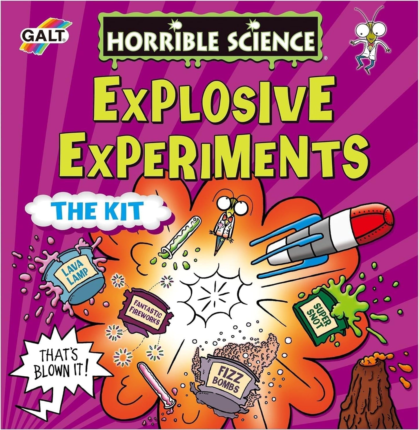 Galt Horrible Science Explosive Experiments - Kit de ciências para crianças a partir de 8 anos, conjunto de artesanato infantil, 8 experimentos divertidos de STEM, foguete, vulcão, fabricação de slime e muito mais, a embalagem pode variar