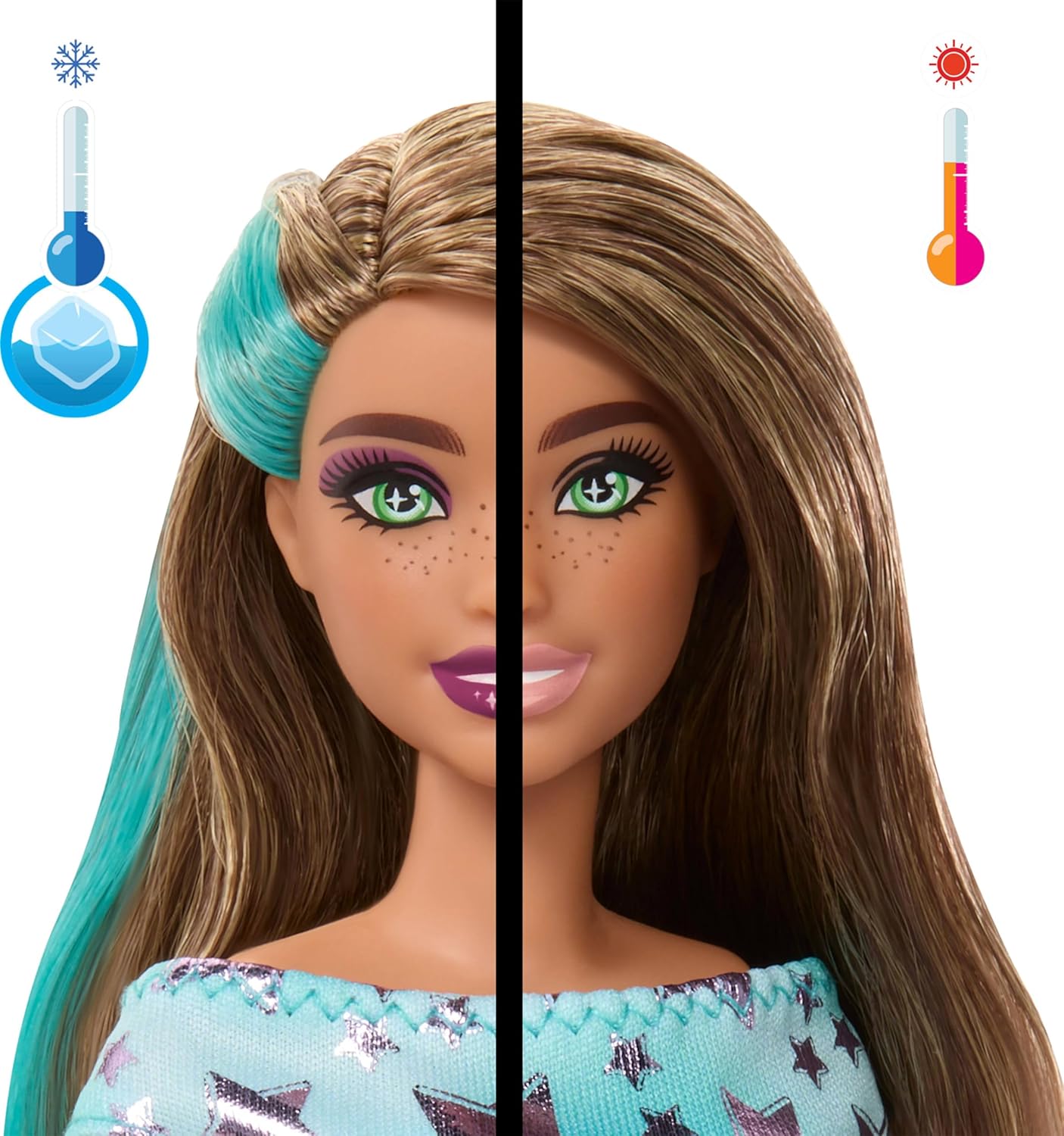Barbie Party Unboxed Boneca e Acessórios, Azul - Estrelas, Série de Aniversário de Animais de Estimação Estrelas, Corações, Laços, Conjunto com 10 Surpresas, Incluindo Mudança de Cor e Atividade de Decoração de Bolo