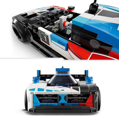 LEGO Speed Champions BMW M4 GT3 e BMW M Hybrid V8 brinquedos de carro de corrida para meninos e meninas de 9 anos ou mais, modelos de veículos edificáveis com 2 minifiguras de motorista, decoração de quarto infantil, ideia de presente de aniversário 76922