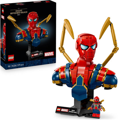 LEGO Marvel Busto do Homem-Aranha de Ferro - Conjunto de Montagem para Exibição para Adultos, incluindo 2 Braços Articulados, Cabeça Giratória e Minifigura de Super-Herói - Presente Colecionável dos Vingadores para Fãs - 76326