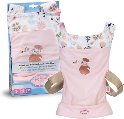 Baby Annabell Canguru para Boneca - Acessório para boneca com design adorável e detalhes florais - Alças acolchoadas ajustáveis - Pode ser usado na frente e nas costas - Adequado para crianças a partir de 3 anos