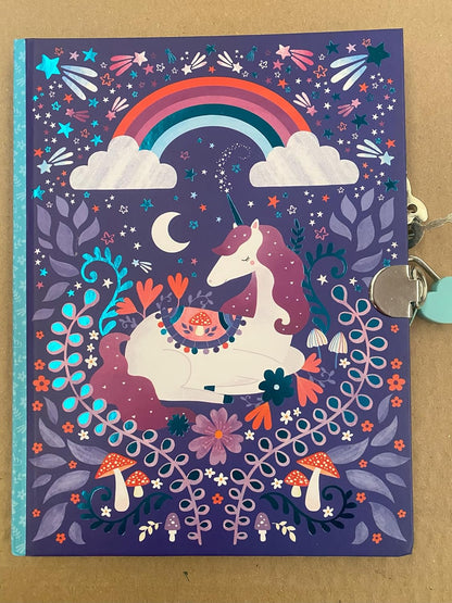 Janod - Caderno Secreto de Unicórnio 128 Páginas - Cadeado de Coração e 2 Chaves - Diário de Menina - 128 Páginas Pautadas - Formato A5 - Papelaria de Unicórnio - Presente - 6 Anos ou Mais - J08936