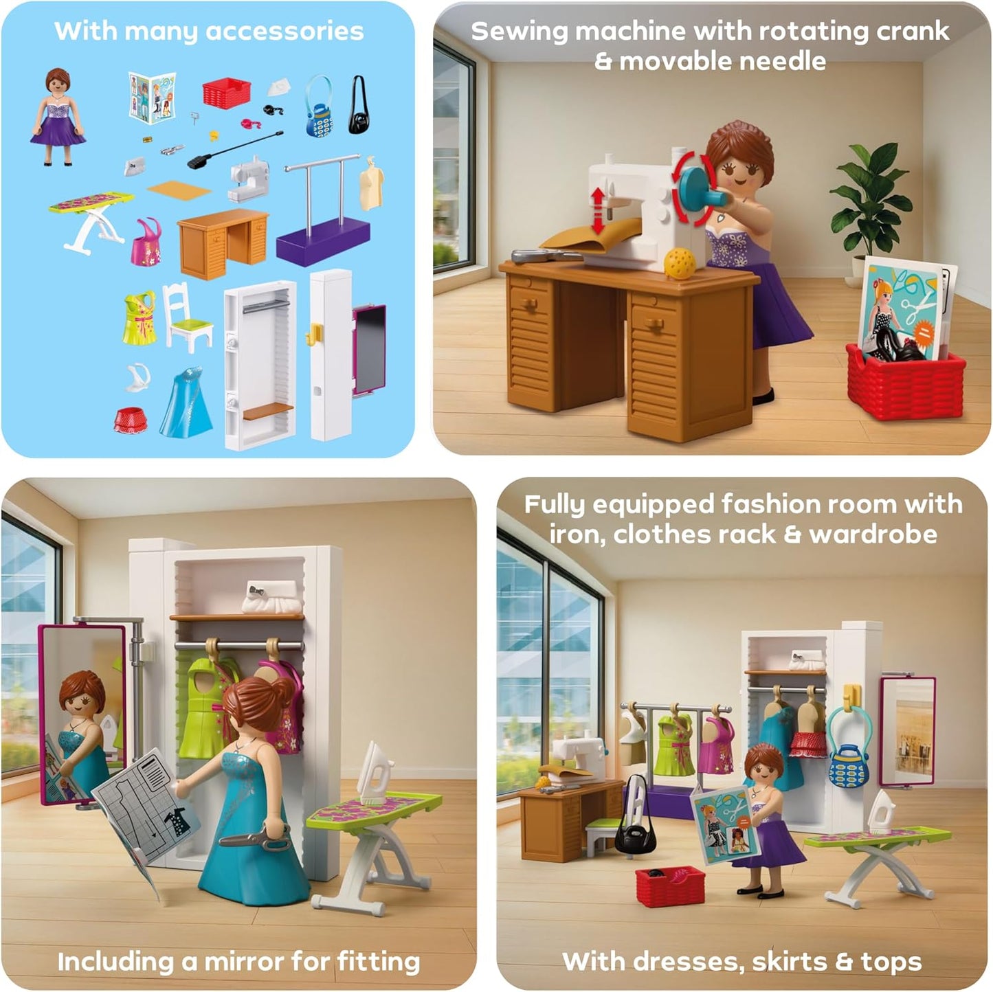 Playmobil MyLife Designer de Moda, Ateliê de costura com máquina de costura e 6 looks, Estimula a criatividade, Brinquedo infantil para crianças a partir de 4 anos, 72082
