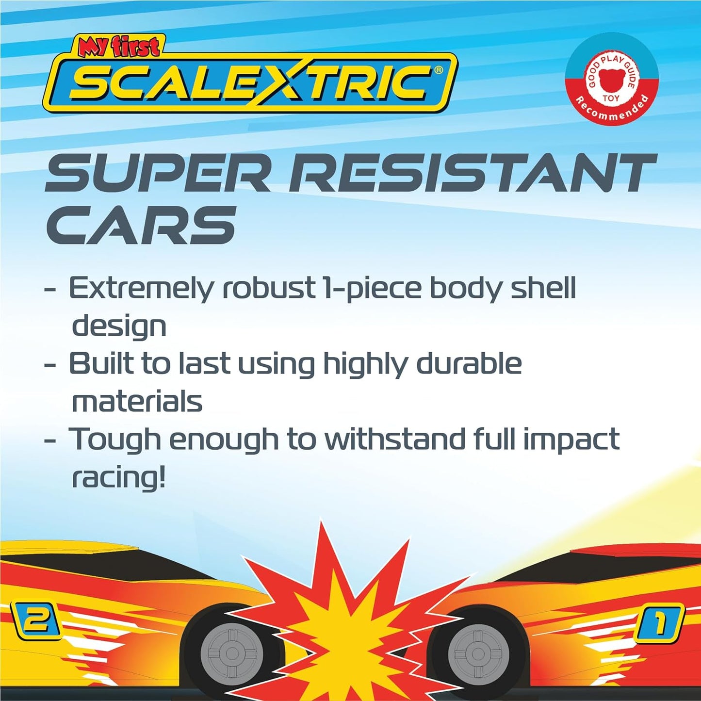 Scalextric My First - Conjuntos de corrida movidos a bateria - Pistas de corrida de Slot Car para crianças de 3 anos ou mais, inclui 1 conjunto de pistas, 1 carro vermelho, 1 carro amarelo, 1 base de bateria, 2 controladores de limite de velocidade