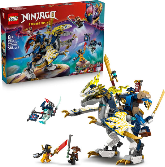 LEGO NINJAGO Rogue's Mech Dragon Rider - Brinquedo Ninja com Figuras Articuláveis de Dragão e Robô - 4 Minifiguras, incluindo Lloyd e Arin e uma Espada Reveladora - Presente para meninos a partir de 8 anos e fãs de Dragons Rising - 71843